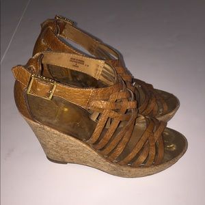 Tory Burch Anamarte Cork Wedge Woven Sandals Sz 8
